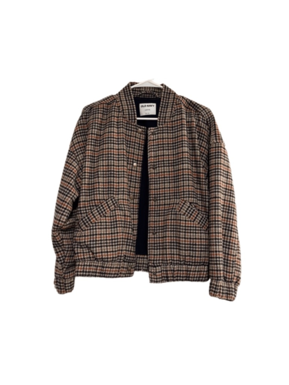 Old Navy Women’s Brown Black Plaid Bomber Jacket